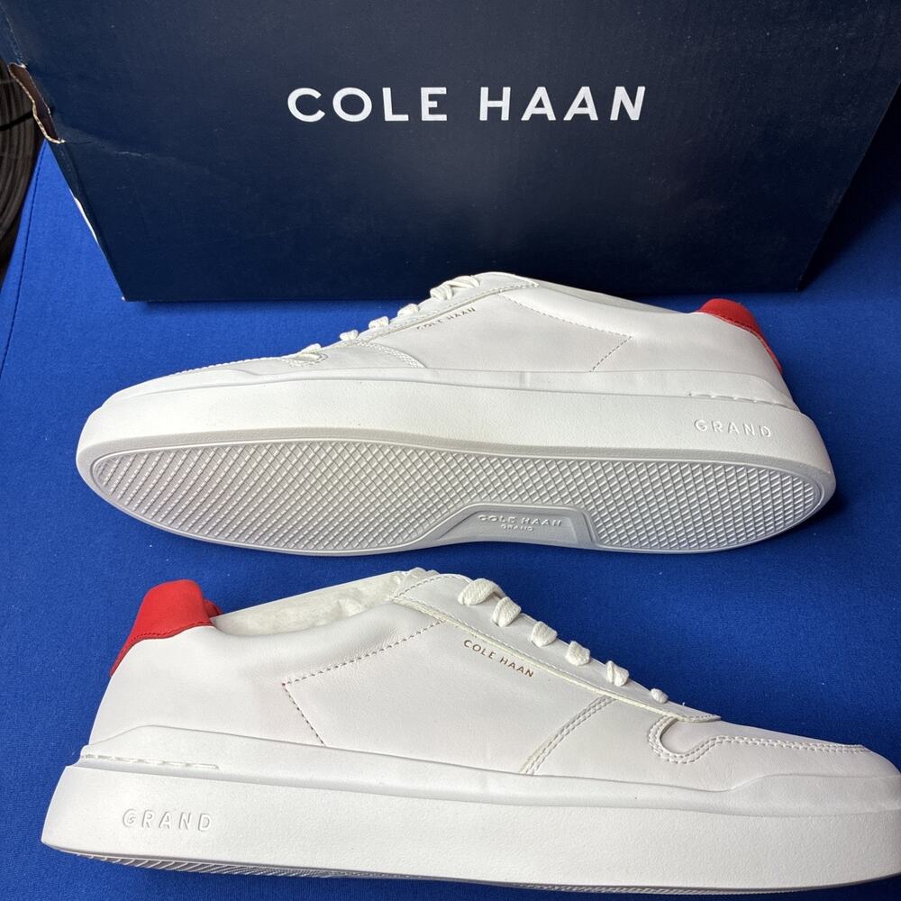 Cole Haan Women's Grandpro Rally Court Sneaker, Optic White/Flame Scarle 10.5